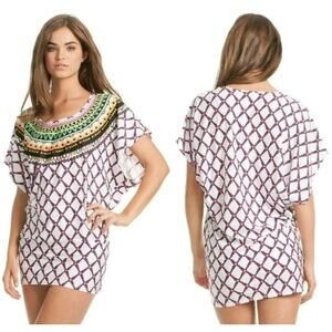Trina Turk Kon Tiki Stretch Jersey Swim Cover-Up Tunic Dress S–M EUC